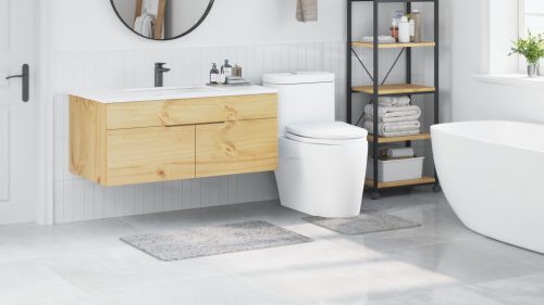  2 darabos fürdőszobai szőnyeg szett szürke poliészter csúszásmentes