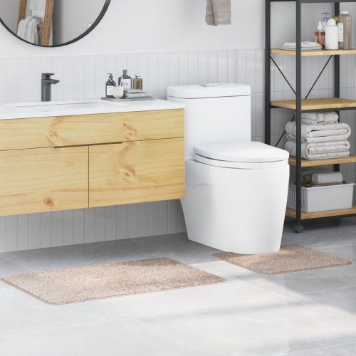  2 darabos fürdőszőnyeg készlet krém színű, poliészter csúszásmentes