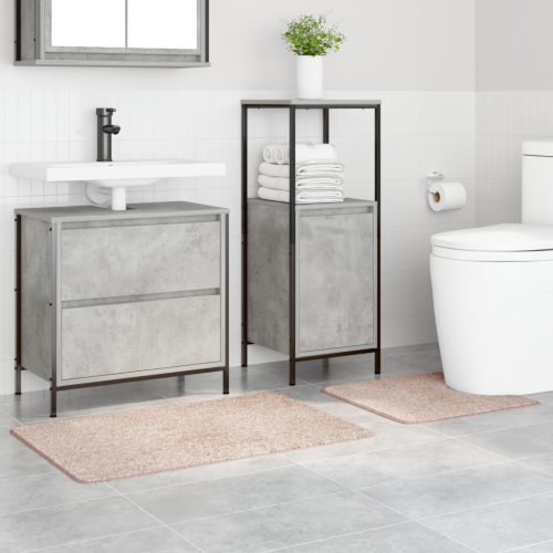  2 darabos fürdőszőnyeg készlet krém színű, poliészter csúszásmentes