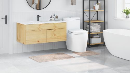  2 darabos fürdőszőnyeg készlet krém színű, poliészter csúszásmentes