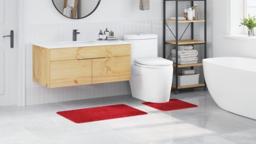  2 részes fürdőszőnyeg szett piros poliészter csúszásgátló