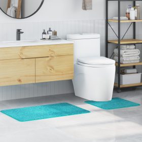    2 Részes Fürdőszőnyeg Szett Türkiz Poliészter Csúszásmentes