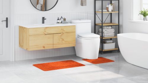  2 darabos narancssárga fürdőszőnyeg szett, csúszásmentes, polipropilén