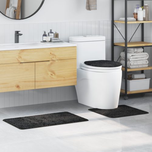  3 darabos fürdőszőnyeg szett sötétszürke csúszásmentes polipropilénből