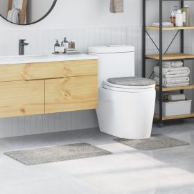    3 darabos fürdőszoba szőnyeg szett szürke poliészter csúszásmentes