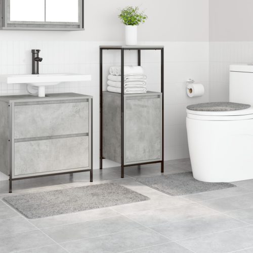  3 darabos fürdőszoba szőnyeg szett szürke poliészter csúszásmentes