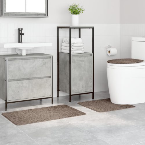  3 darabos fürdőszőnyeg szett barna poliészter csúszásmentes