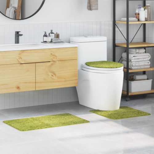  3 darabos fürdőszőnyeg készlet Zöld Poliészter csúszásmentes