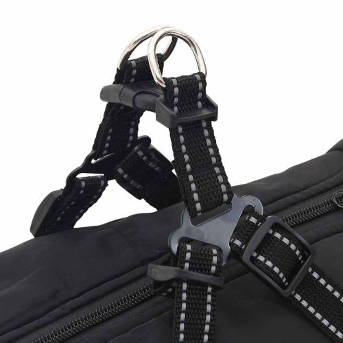  fekete kutyakabát hámmal Vízálló fényvisszaverő L44