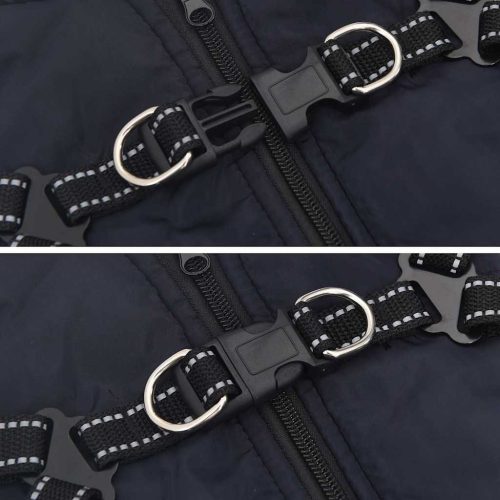  tengerészkék kutyakabát hámmal Vízálló fényvisszaverő L36