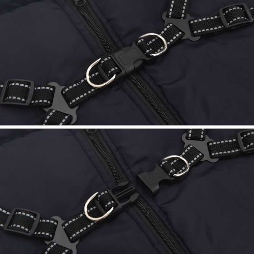  tengerészkék kutyakabát hámmal Vízálló fényvisszaverő L44