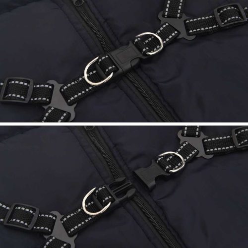  tengerészkék kutyakabát hámmal Vízálló fényvisszaverő L48