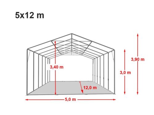 Skladišni šator 5x10m sa bočnom visinom 3m professional 550g/m2