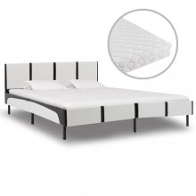 VID fehér és fekete műbőr ágy matraccal 180x200 cm