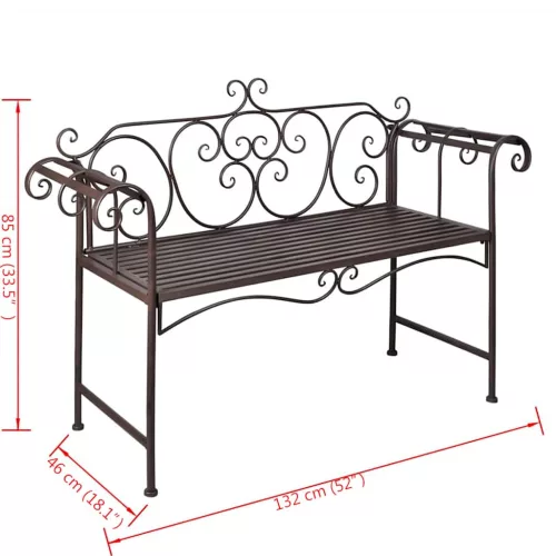  barna antik acél kerti pad 132 cm