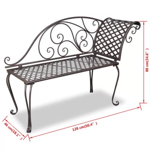  barna antik acél kerti pad 128 cm