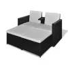  8 részes fekete kerti polyrattan pihenőszett 