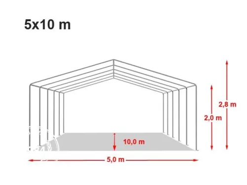 TP 5x10m standard rendezvénysátor, PVC 700 - fehér-zöld