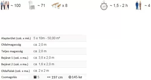 TP 5x10m standard rendezvénysátor, PVC 700 - fehér-zöld