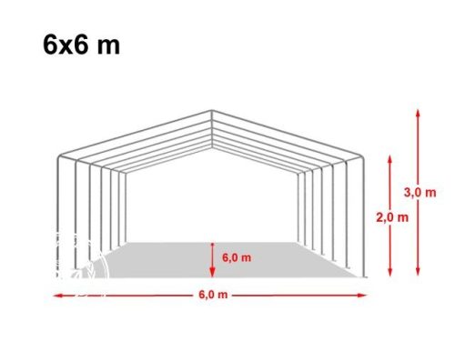 TP 6x6m standard rendezvénysátor, PVC 700 - fehér