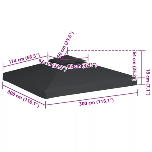  sötétszürke csere pavilon ponyvatető 310 g/m² 3 x 3 m