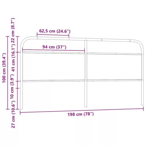  barna tölgy színű acél és szerelt fa fejtámla 190 cm