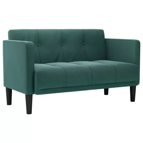  sötétzöld bársony loveseat kanapé 111 cm