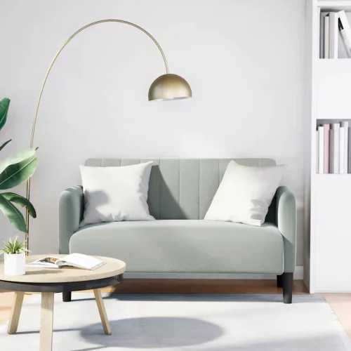  világosszürke bársony loveseat kanapé 109 cm