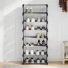  fekete nem szőtt szövetből cipőállvány 8 szintes 54x28x124 cm