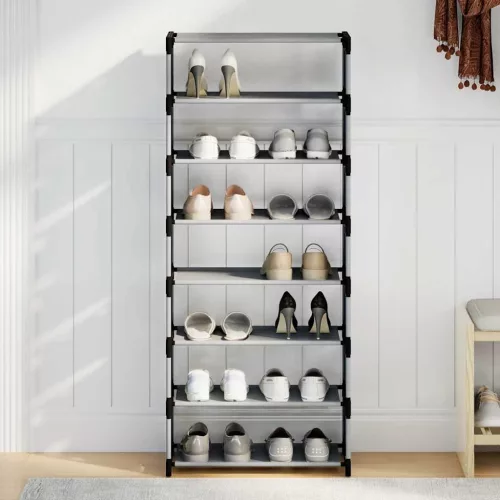  fekete nem szőtt szövetből cipőállvány 8 szintes 54x28x124 cm