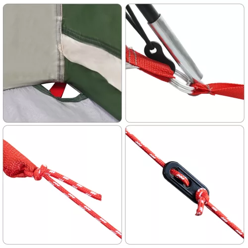  Családi sátor ablakkal, zöld, 6 fő részére, vízálló