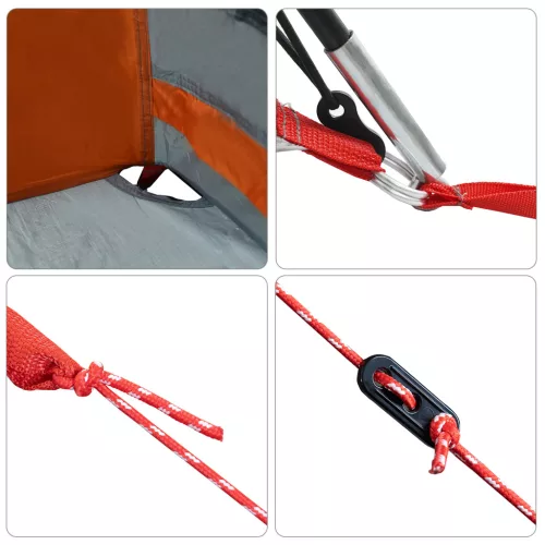  Családi sátor ablakokkal Szürke és Narancs 6 fős vízálló