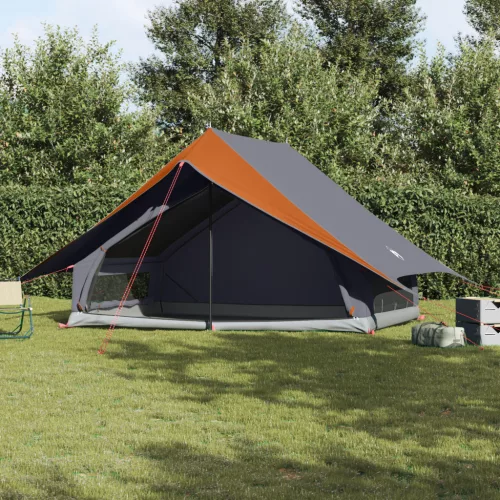  Családi Sátor A-keretes 7 Fős Szürke és Narancs Vízálló