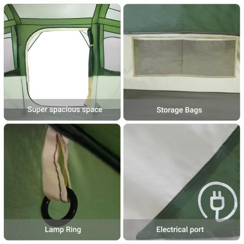  Családi sátor ablakkal Zöld 10 személyes vízálló