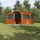  Családi sátor ablakokkal, kupola, szürke és narancs, 10 fő, vízálló