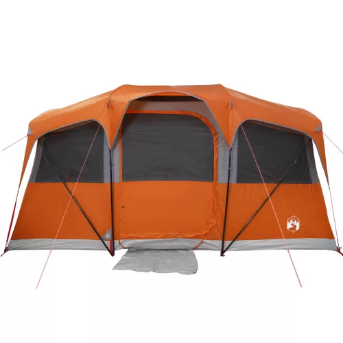  Családi sátor ablakokkal, kupola, szürke és narancs, 10 fő, vízálló