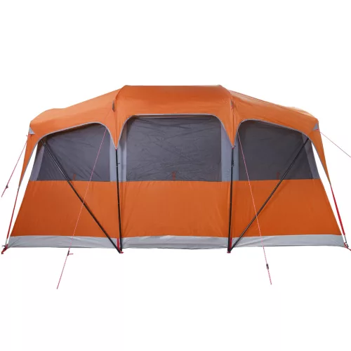  Családi sátor ablakokkal, kupola, szürke és narancs, 10 fő, vízálló