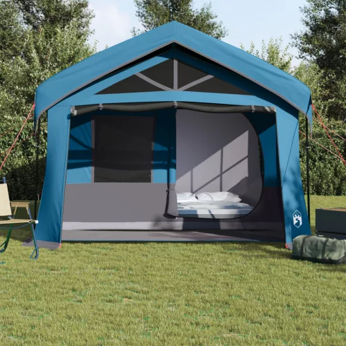  Kemping Sátor Ablakokkal Kék 10-Főre Vízálló