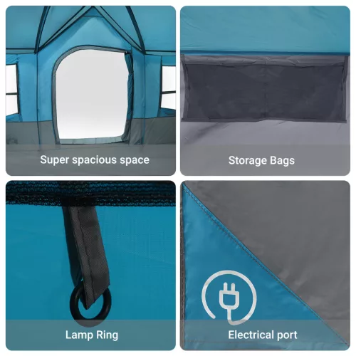  Kemping sátor ablakkal Kék 12 fő Vízálló
