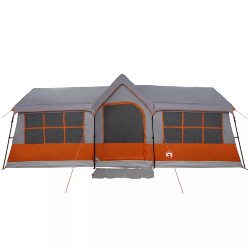  kemping sátor ablakkal szürke és narancs 12 fős vízálló