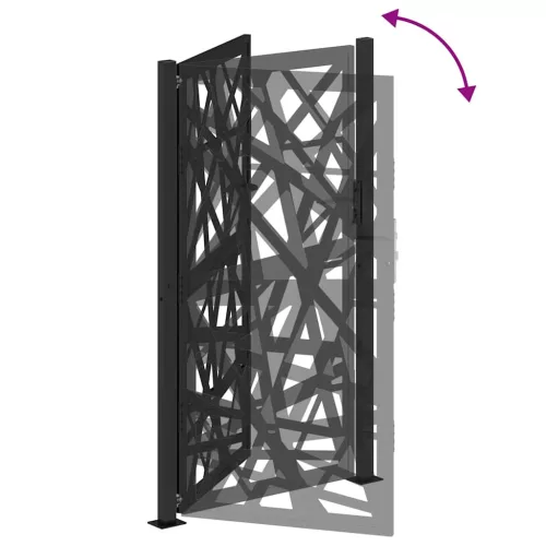  Kerti kapu Fekete 105x180 cm Acél könnyűszerkezetes kivitelben