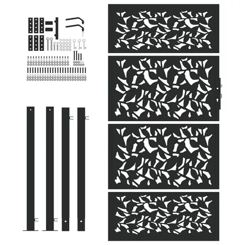  Kerti kapu fekete 105x180 cm acél szárnyas kivitelben