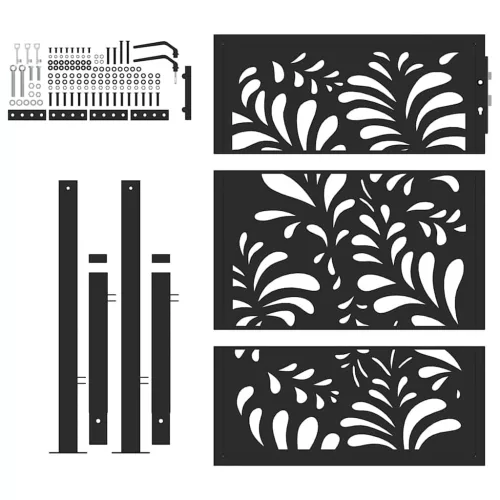  Kerti kapu Fekete 105x130 cm Acél hullámos kialakítású