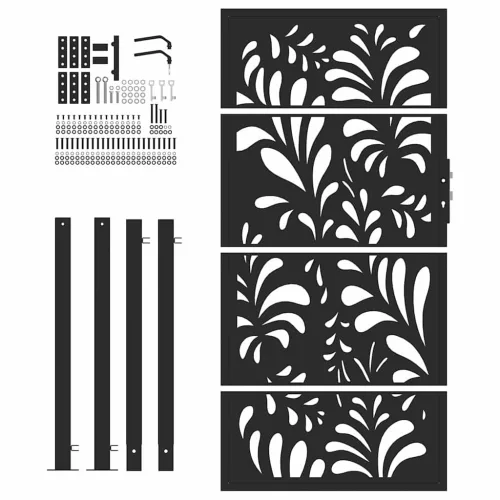  Kerti kapu Fekete 105x180 cm Acél hullámos kialakítású