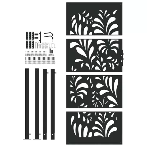  Kerti kapu Fekete 105x205 cm Acél hullámos kialakítású