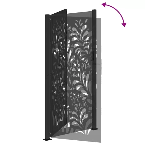  Kerti kapu Fekete 105x205 cm Acél hullámos kialakítású