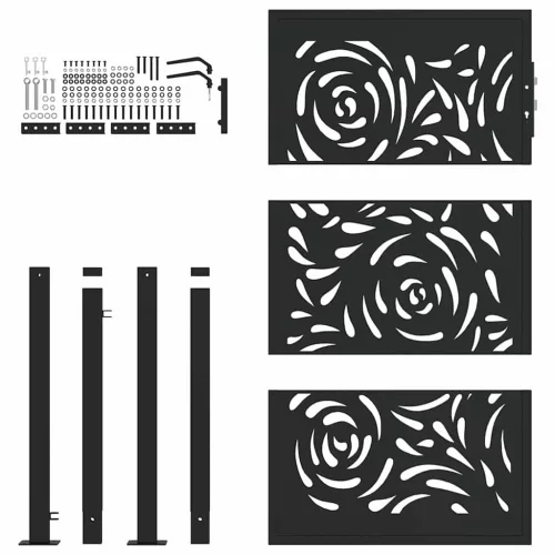  Kerti kapu Fekete 105x155 cm Acél Lángos Design