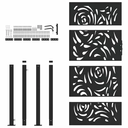  antracitszürke négyszögmintás acél kertkapu 105 x 180 cm