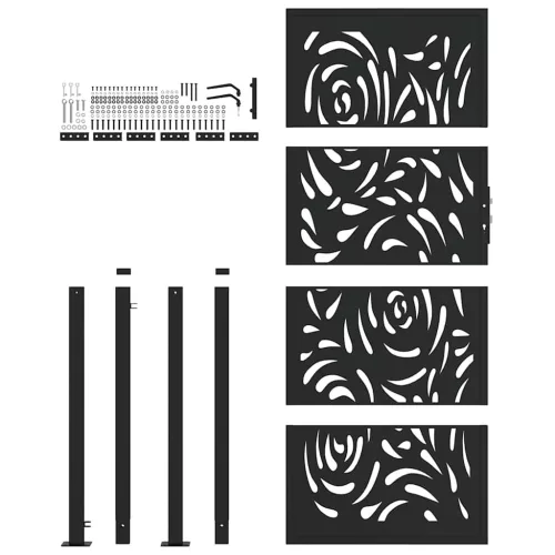  Kerti kapu Fekete 105x205 cm Acél Lángos Design