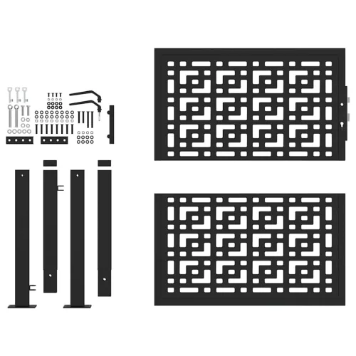  Kerti kapu Fekete 105x106cm Acél Keresztes kialakítású acélkapu